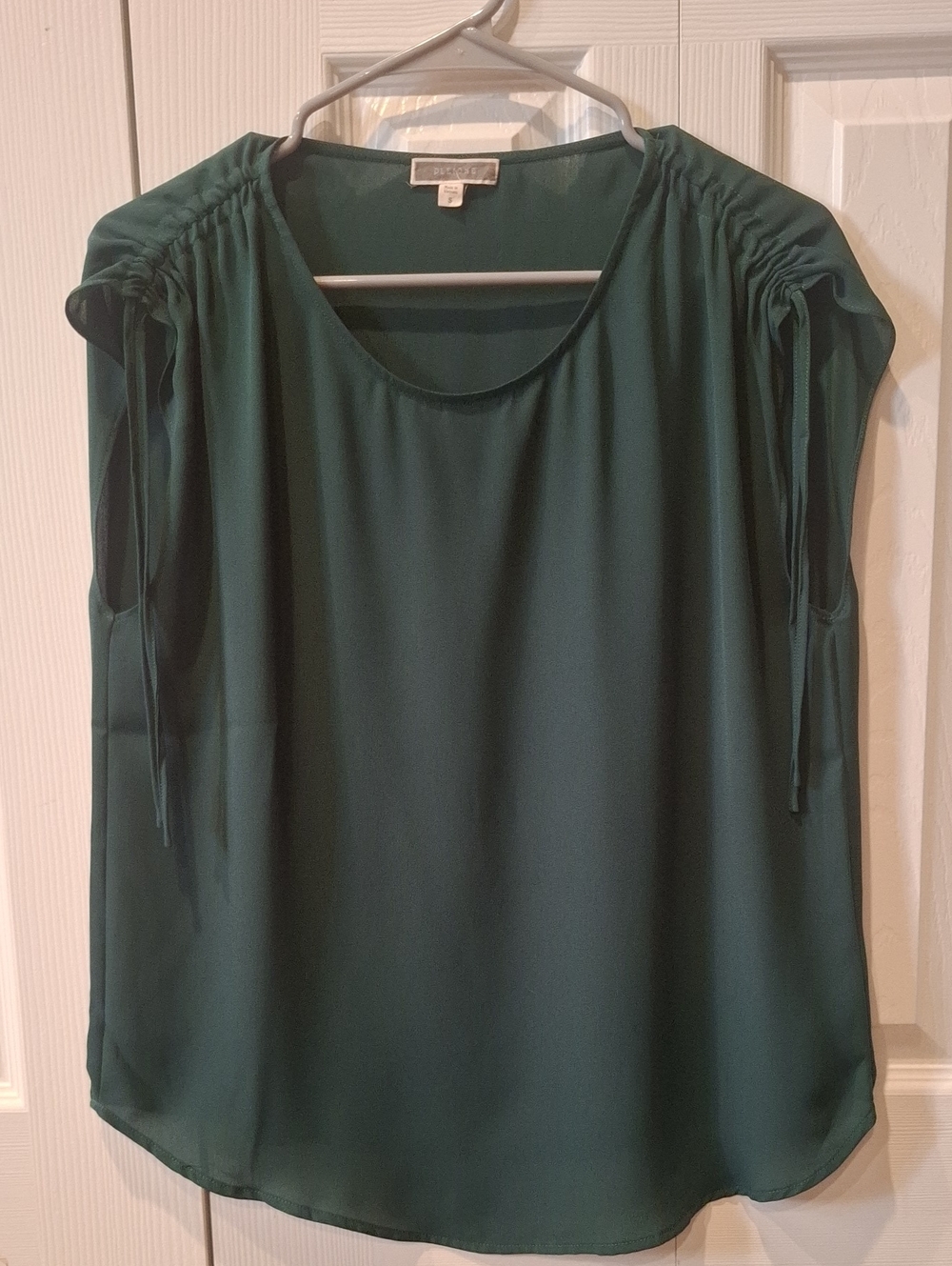 Pleione Dark Green Tie-Shoulder Blouse
